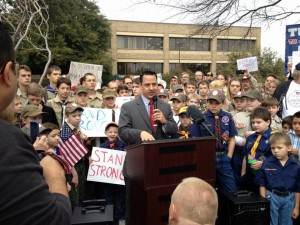 Jonathan speaks at save our scouts rally