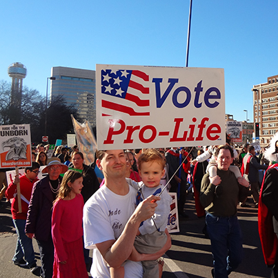 Dallas March for Life Vote pro-life sign (square)